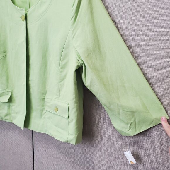 Talbots Linen Blend One-Button Green Long Sleeve Blazer Size 18 NWT - Picture 3 of 7